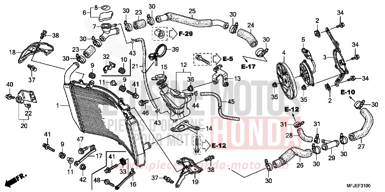 KUEHLER von CBR600RR ABS VICTORY RED (R334) von 2012